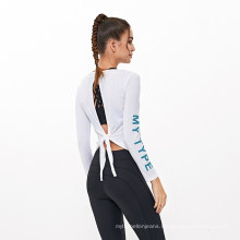 Custom Logo Gym Fitness Long Sleeve Sunscreen T Shirt for Women